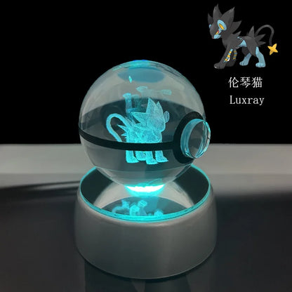 Pokemon Crystal Ball Night Light – Pikachu, Gengar, Eevee, Mewtwo & Lucario LED Pokeball, Kids Birthday Gift & Home Decor