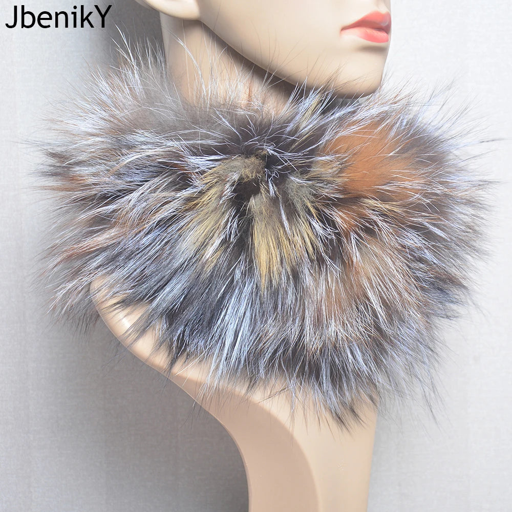 2025 Real Fox Fur Scarf and Headband – Luxury Winter Neck Warmer for Women, 100% Natural Fur, Elastic Ring Muffler