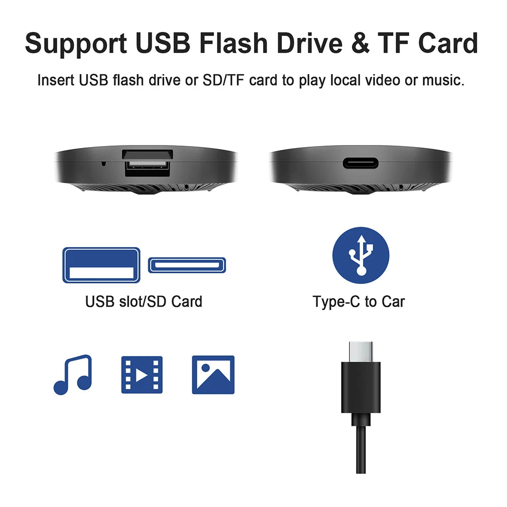2025 CarPlay Smart AI Box — Wireless Android CarPlay & Android Auto Adapter with Netflix, YouTube & 5G WiFi