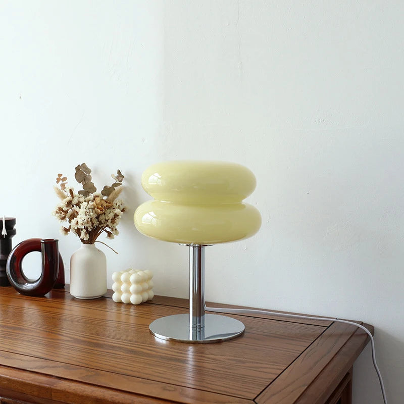 Macaron Glass Table Lamp: Trichromatic Dimming, Eye Protection Night Light for Living Room Atmosphere - Girl Bedroom Bedside Decor