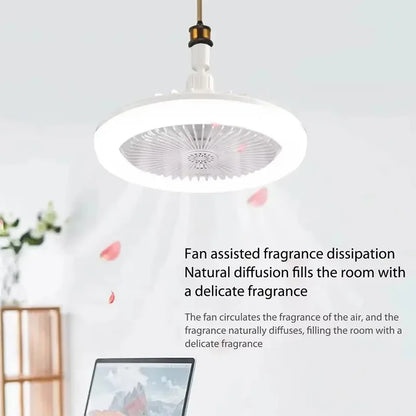 2-in-1 Ceiling Fan Lamp - 3-Speed Adjustable E27 LED Light with Dimmable Decorative Lighting for Bedroom, Living Room & Study