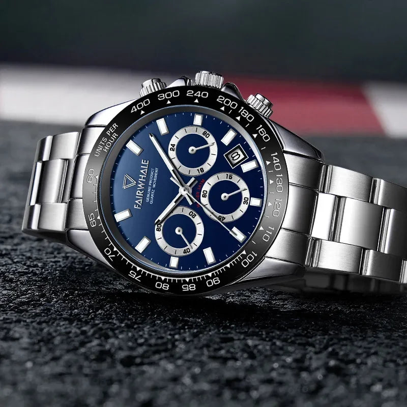 Men’s Sport Quartz Watch - Luminous Chronograph 3-Eye Waterproof Casual Wristwatch