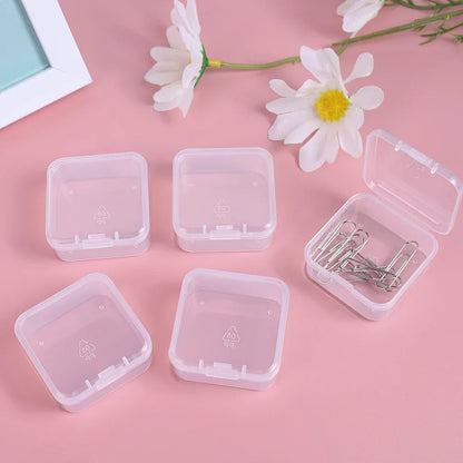60/6PCS Mini Transparent Square Plastic Storage Boxes – Small Jewelry Organizer for Earrings & Packaging