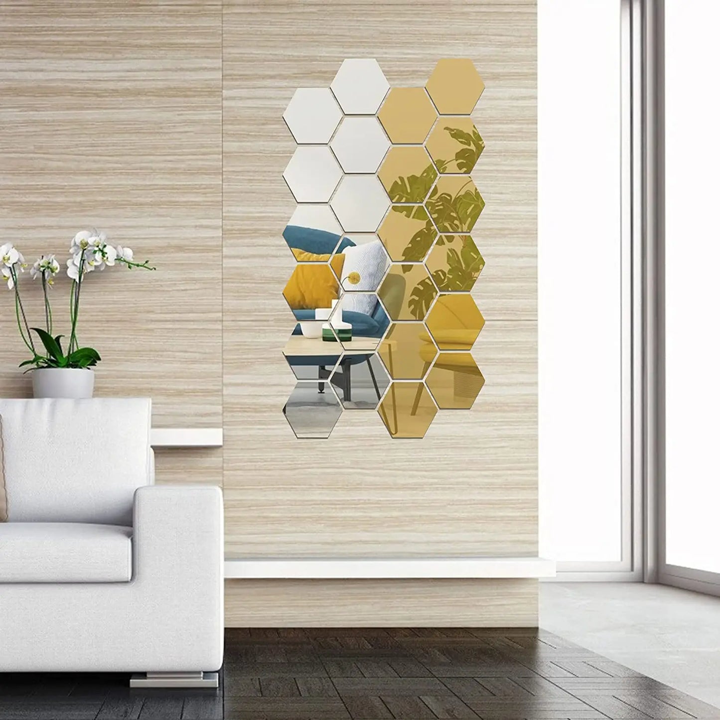 Hexagon Acrylic Mirror Wall Stickers - 6/12Pcs DIY Removable Decorative Decals for Home Decor