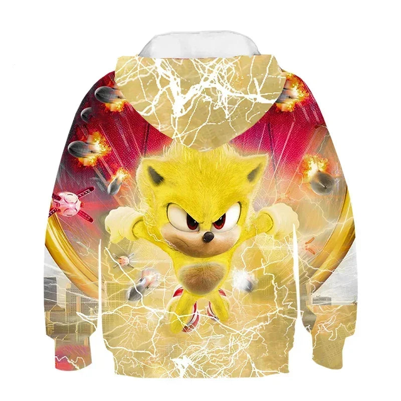 2024 Sonic 3D Kids Hoodie – Cartoon Print Long Sleeve Sweatshirt for Boys & Girls, Spring & Autumn Clothing