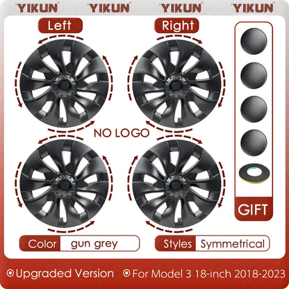 4PCS Hub Cap Wheel Covers – Performance Replacement Full Rim Accessories for Tesla Model 3 18-Inch (2018-2023)