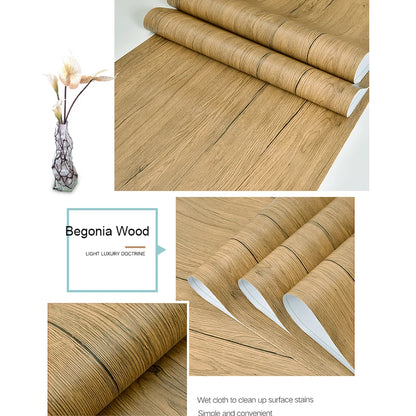 WZF Waterproof Wood Grain Wallpaper Roll - Self Adhesive Vinyl Film for Furniture, Cabinets & DIY Home Decor