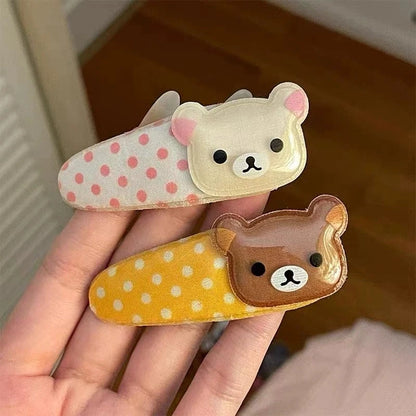 Kawaii Rilakkuma Hair Clip - Cute Cartoon Bangs Side Barrette Wave Point BB Clip Angel Wing Style Birthday Gift