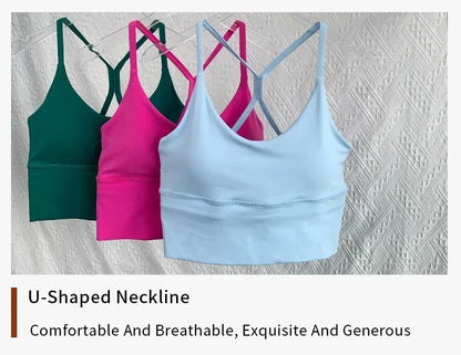 Women’s Sexy Crossback Yoga Crop Top — Breathable, Shockproof Fitness & Running Sports Vest