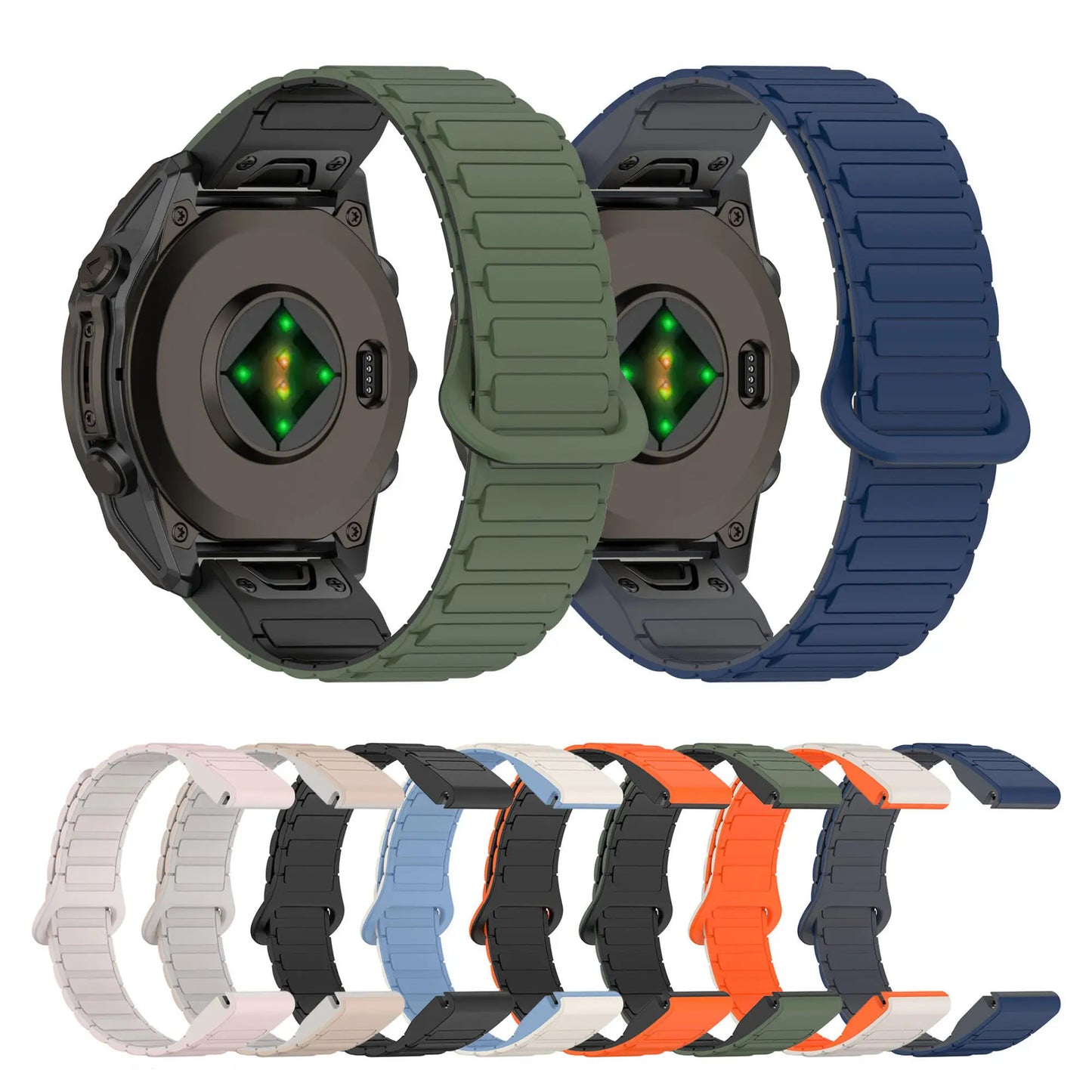 Silicone Magnetic QuickFit Strap for Garmin Fenix — Compatible with Fenix 8/7X/7/7S/5X/5S Plus/3HR (20mm, 22mm, 26mm)