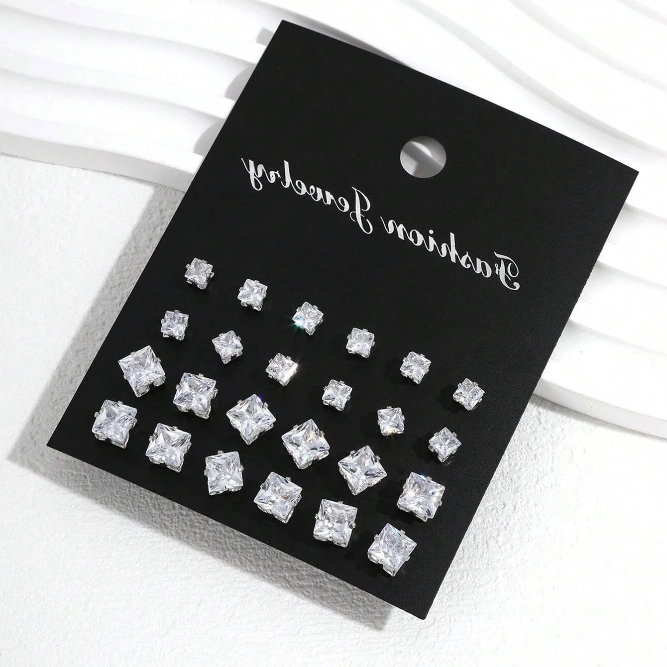 12 Pairs Luxurious Zirconia Earrings Set – Shiny Elegant Simple Stud Jewelry Gift for Parties, Couples & Daily Wear