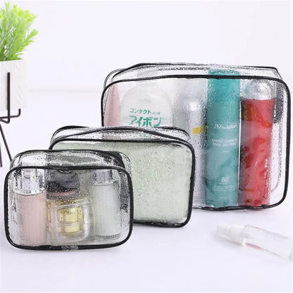 Women's Waterproof Transparent Zipper Cosmetic Bag – Toiletry Storage Pouch & Makeup Case