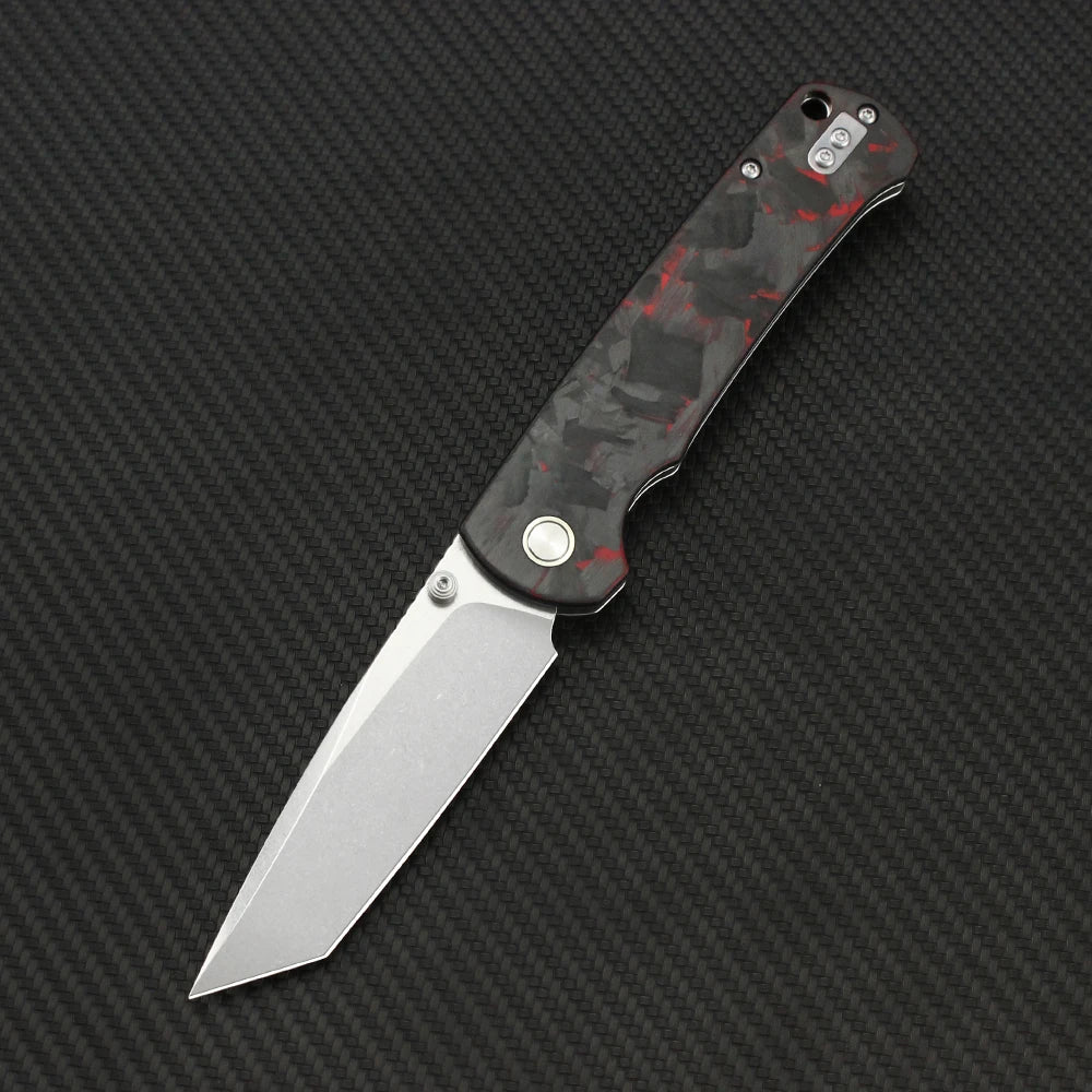 Tunafire 14C28N Steel Folding Tactical Knife – G10/Carbon Fiber Handle Flipper EDC Pocket Knife for Camping & Hunting