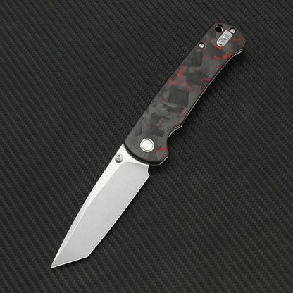 Tunafire 14C28N Steel Folding Tactical Knife – G10/Carbon Fiber Handle Flipper EDC Pocket Knife for Camping & Hunting