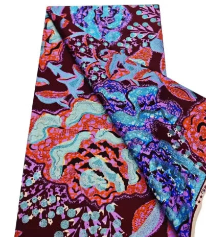 African Glitter Wax Print Fabric - 6 Yards Pink Gold Ankara Cotton Batik Material for Uniforms