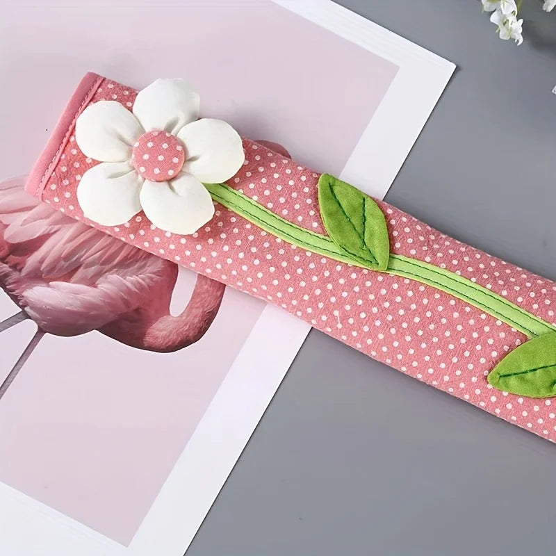 2PCS Handmade Flower Refrigerator Handle Covers – DIY Protective Dust Cover for Fridge & Oven Doors