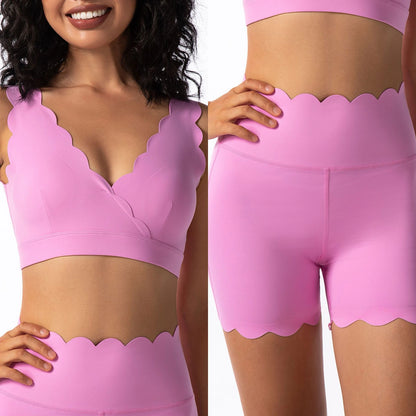 Women’s 2-Piece Yoga Set – Shockproof V-Neck Sports Bra & Lifting Hip Shorts, Soft Gym & Pilates Workout Clothing