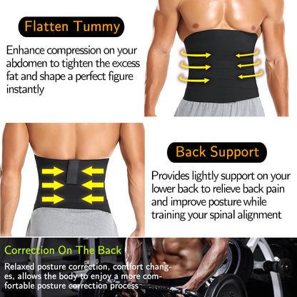 Men’s Slimming Body Shaper Waist Trainer — Neoprene Tummy Control Corset Sauna Sweat Fat Burn Belt