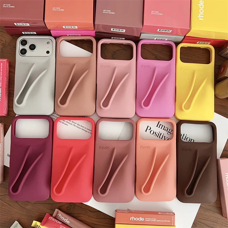 Rhode Lip Gloss iPhone Case - Silicone Protective Cover with Box Design for iPhone 17 Air 16 15 14 13 12 Pro Max Plus