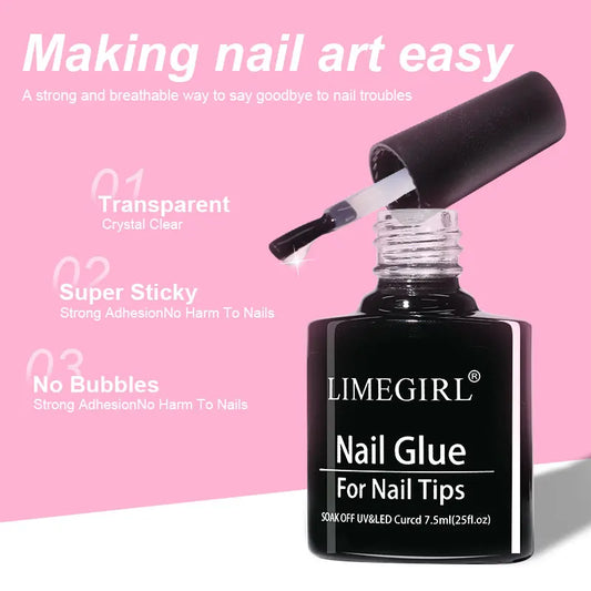 Limegirl 7.5ml UV Nail Glue Gel – Strong Multi-Function Gel for False Nails, Manicure, Hybrid Gellac Polish