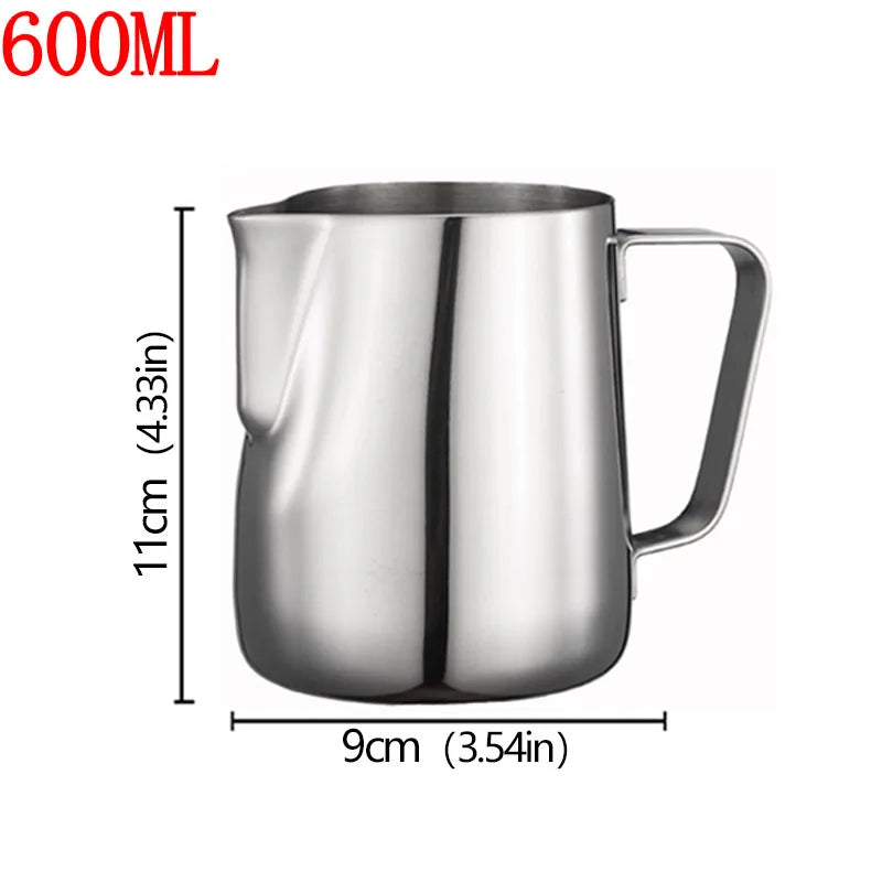 Stainless Steel Milk Frother Jug — Latte Pitcher with Measurement for Coffee & Espresso Barista Tools