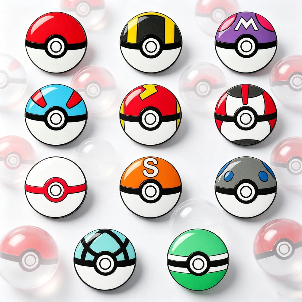 11-Piece Cartoon Monster Ball Enamel Pin Set - Round Lapel Brooches for Backpacks, Clothing & Creative Gifts