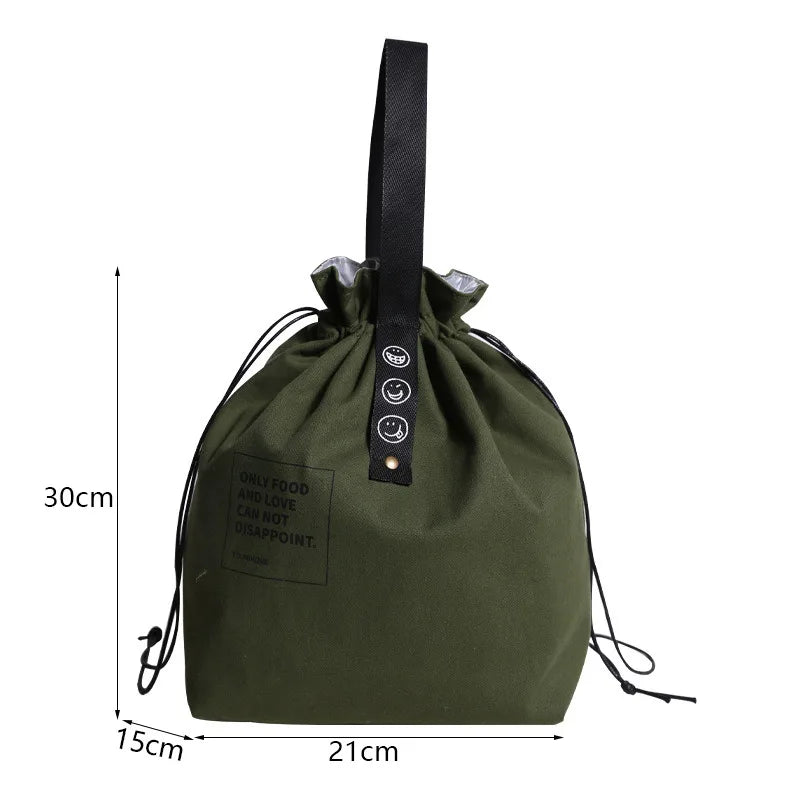 Canvas Lunch Bag – Portable Bento Box Handbag for Outdoor Picnic, School, and Food Storage, Fresh-Keeping Tote Accessory