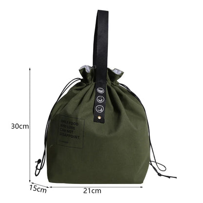 Canvas Lunch Bag – Portable Bento Box Handbag for Outdoor Picnic, School, and Food Storage, Fresh-Keeping Tote Accessory