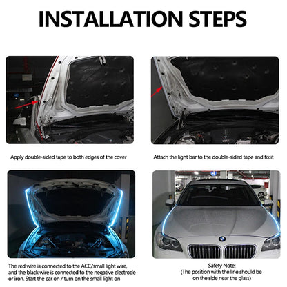 RXZ LED Car Hood Running Light - 12V Dynamic Scan DRL Decorative Ambient Lamp
