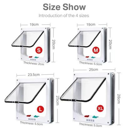 4 Way Security Lock Cat Flap Door: Controllable Switch, Transparent ABS Plastic Gate - Puppy Kitten Safety In&Out Pet Doors Kit