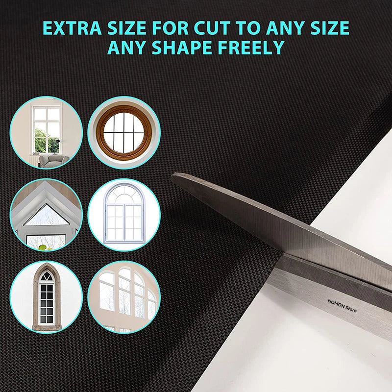 100% Removable Light Blocking Window Cloth - DIY Total Blackout Glass Privacy - Darkening Window Tint Black Sticker