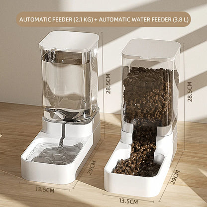 HOOPET Automatic Dog & Cat Feeder — Transparent Water Bowl & Food Storage Dispenser for Puppies and Kittens
