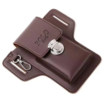 2024 Men’s Leather Belt Phone Waist Pack – Multifunctional PU Card & Key Organizer Portable Waist Bag Gift Idea
