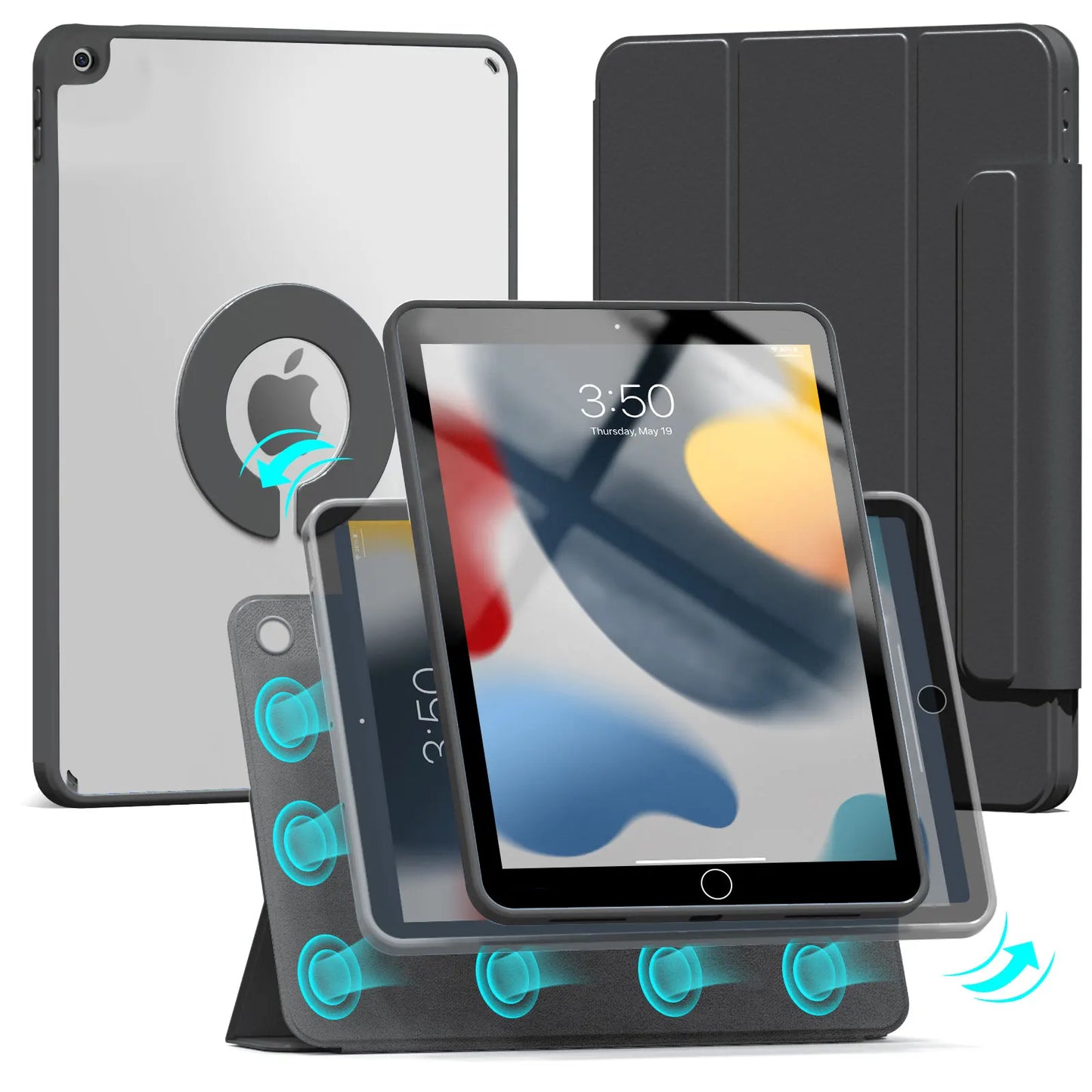 Magnetic Case for iPad 10.2, Air, Pro 11/12.9 & Mini 6 – Detachable Back Shell for 2022 Models
