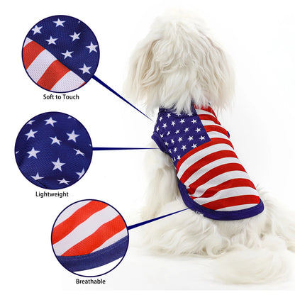 American Flag Dog Vest Shirt - Patriotic Pet Apparel for National Holiday Celebrations and Everyday Wear