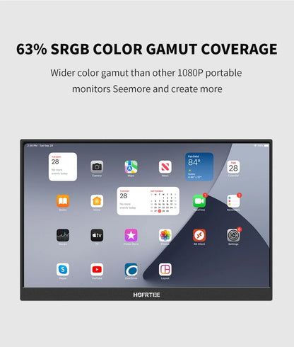 HGFRTEE 14.1in Portable IPS Monitor — 2nd Screen for Laptop, Xbox & Raspberry Pi (Bracket Included)