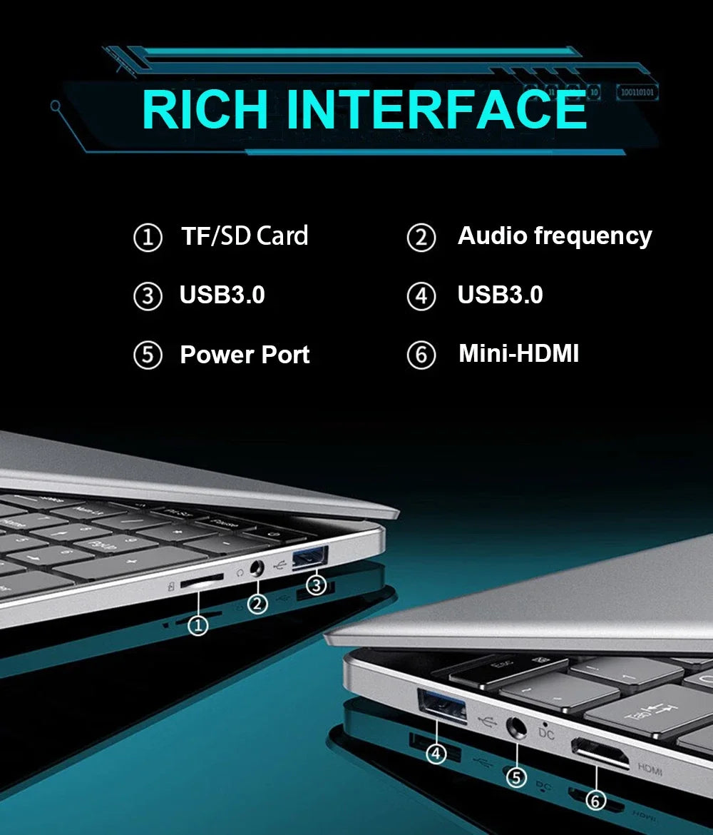 15.6" Laptop — Intel i7-8500Y, 16GB RAM, 1TB SSD, Windows 11 Pro Notebook with Fingerprint Unlock for Office & Gaming