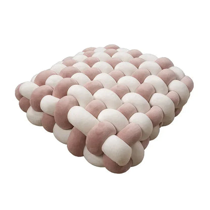 Knotted Square Cushion – Nordic Aesthetic Hand-Made Plush Pillow for Office Chair & Decorative Sleeping Back Support