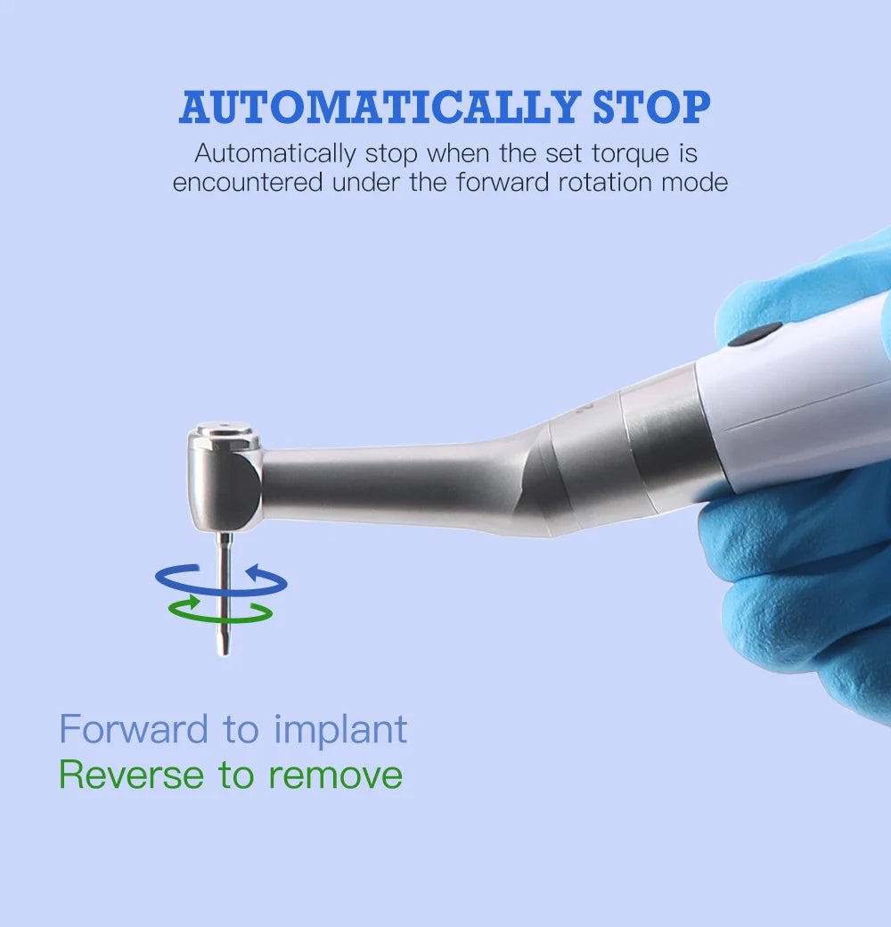 AZDENT Wireless Dental Implant Motor – Electric Torque Driver with 16 Screwdrivers & Contra Angle