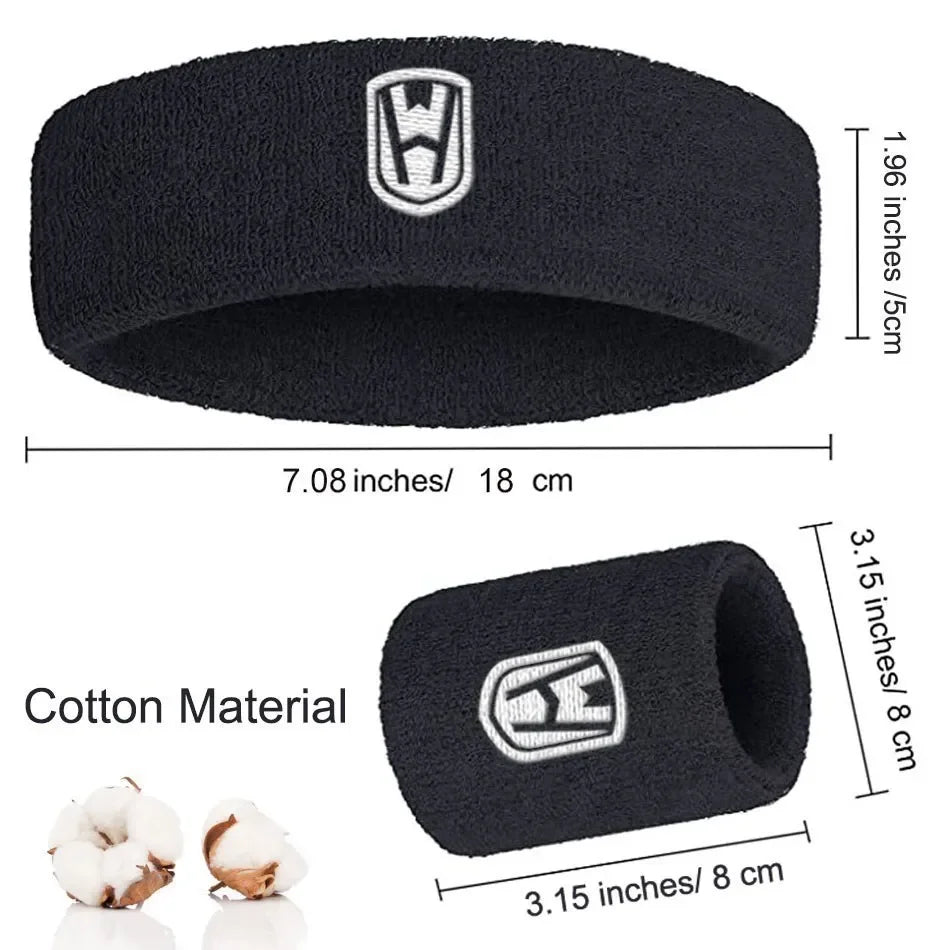 WOSWEIR Cotton Sports Headband - Elastic Sweatband for Basketball, Gym, Tennis & Fitness Activities
