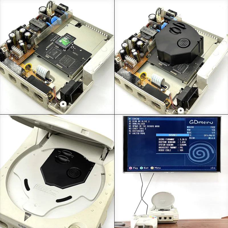 SEGA Dreamcast GDEMU V5.20.5 Emulation Board & Remote Card Mount Kit – Optical Drive Replacement for DC Console (GDU DC VA1)