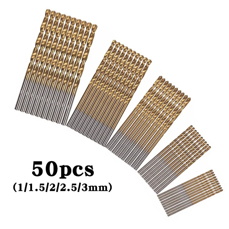 Titanium Coated High Speed Steel Drill Bit Set - 50/99pcs Hex Shaft Twist Bits for Metal Wood & Plastic Drilling