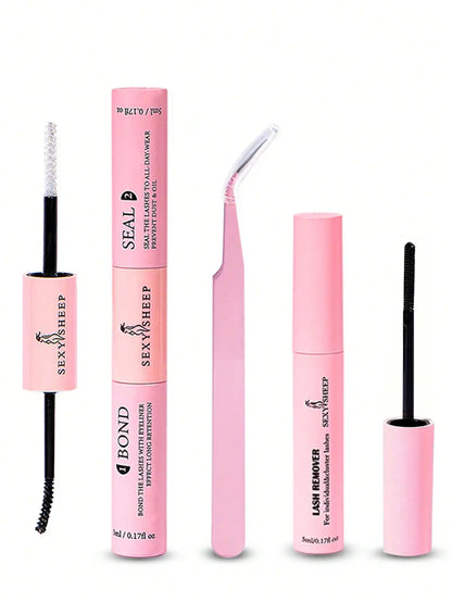 Lash Bond and Seal 10ml - Super Strong Hold Individual Lashes Glue & Seal with 5ml Remover & Tweezers Kit for Extensions