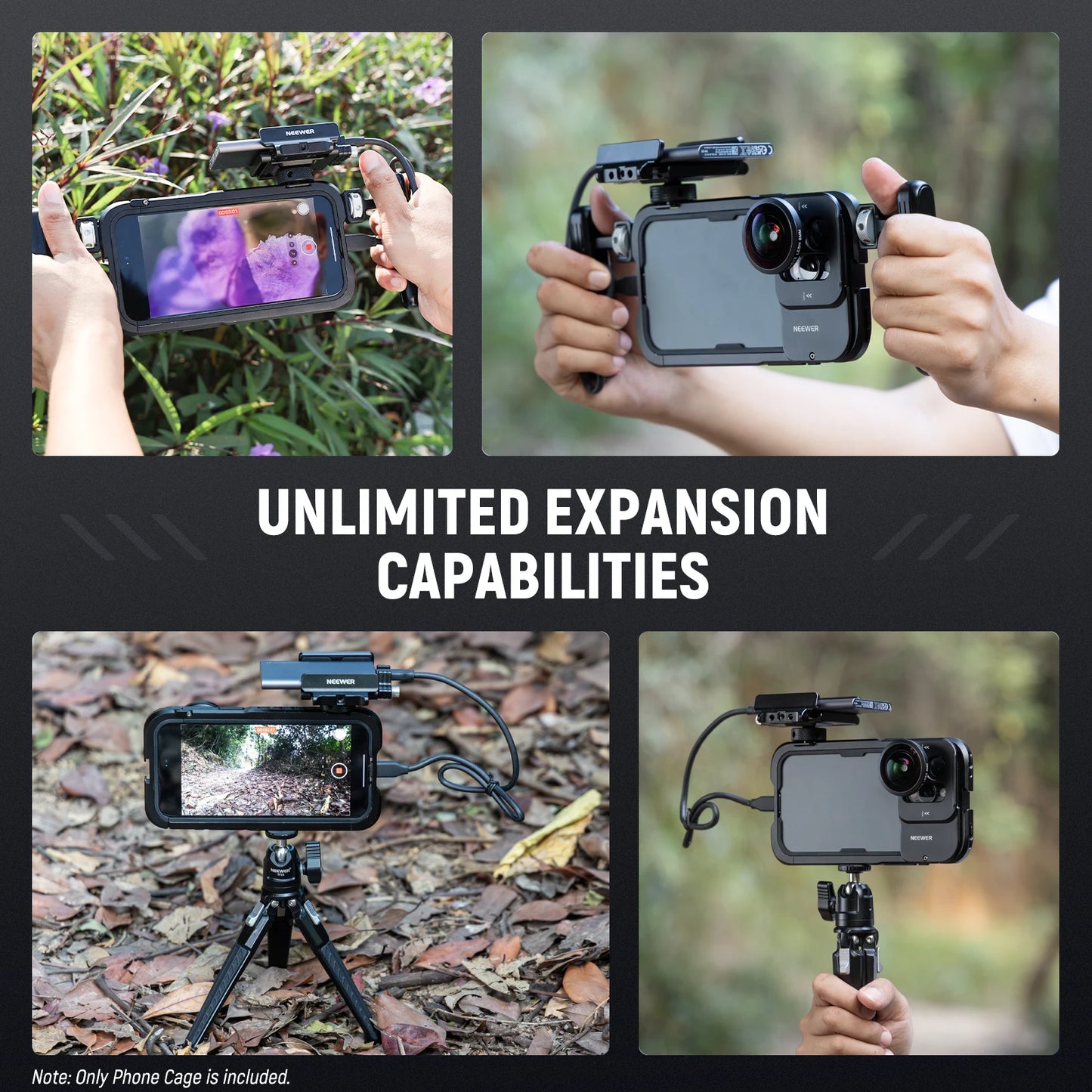 NEEWER Phone Cage Video Rig — Dual Handles Stabilizer for iPhone 15 Pro / Pro Max | Smartphone Video Recording Rig