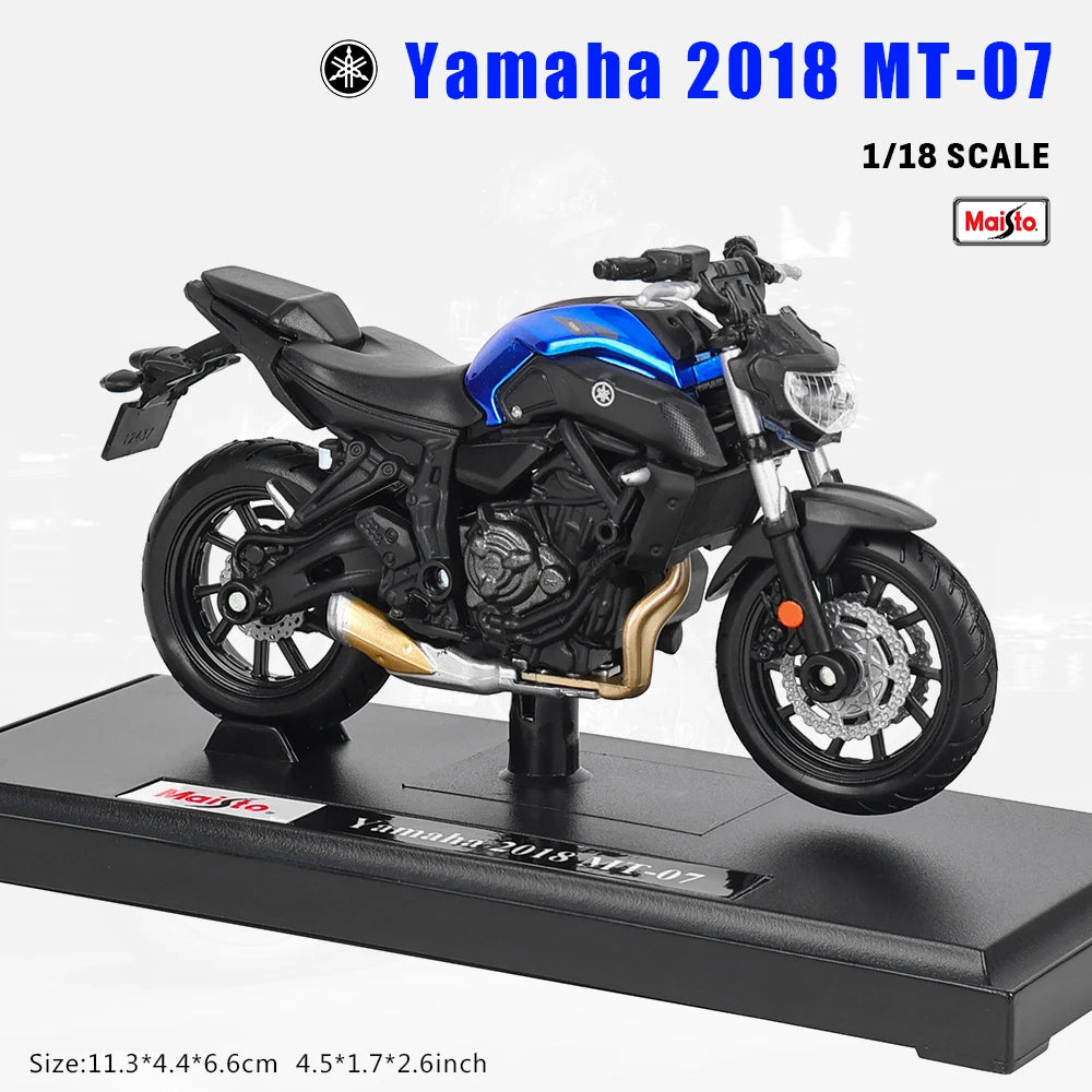 Maisto 1:18 Alloy Motorcycle Model – Yamaha MT-07/MT-10, Ducati, Kawasaki, KTM, Suzuki, BMW