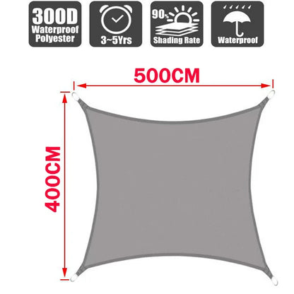 Outdoor Waterproof Sun Shade Sail – Rectangle Canvas Awning for Garden, Terrace, Pool & Car Sun-Shelter