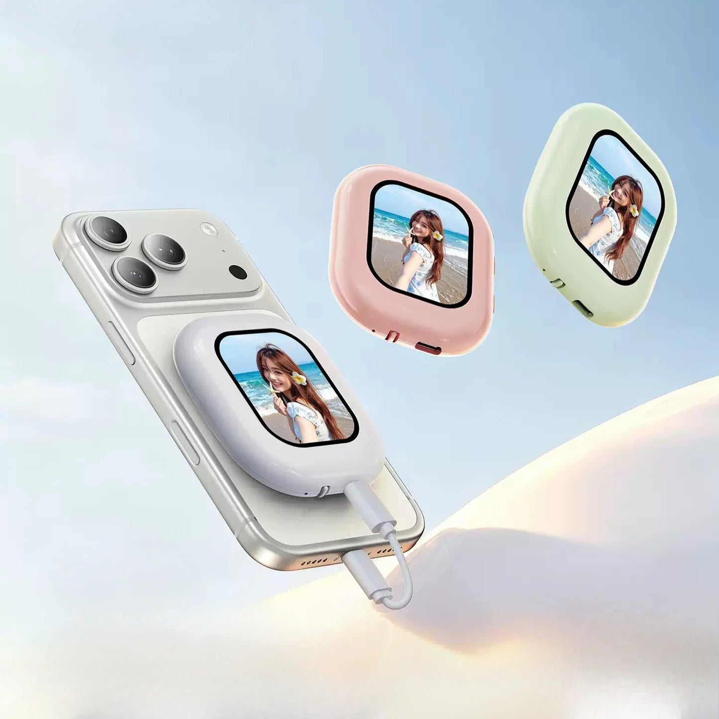 Mini Wireless Magnetic Phone Screen Projector - Rear Camera Selfie Monitor for Vlog & Live Streaming