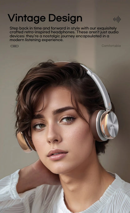 Sansui DT11 ANC Wireless Bluetooth 5.4 Headphones – Over-Ear Retro Earphones with 45dB Noise Reduction & 50H Playtime