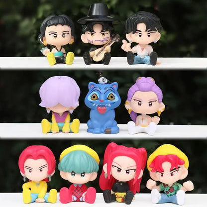 Q Version 10pcs Kpop Demon Hunters Action Figures – Tiger, Rumi, Mira & Zoey Collectible Dolls for Fans