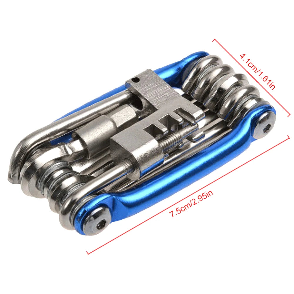 10-in-1 Multifunction Bicycle Repair Kit – MTB Bike Wrench, Screwdriver, Chain & Spoke Tools